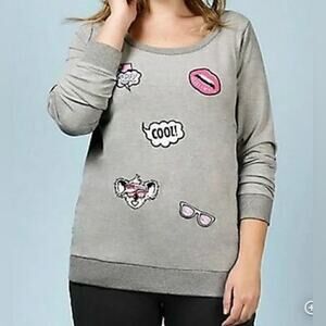 Rebel Wilson For Torrid Patch Sweatshirt Gray Size 2/2X.